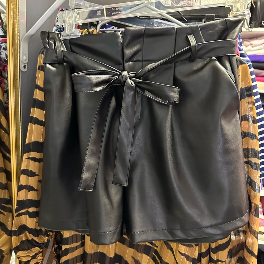 Faux leather black  shorts